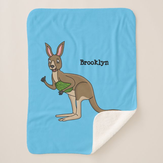 Cute happy Australian kangaroo illustration Sherpa Blanket (Front)