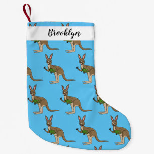 Cute happy Australian kangaroo illustration Small Christmas Stocking