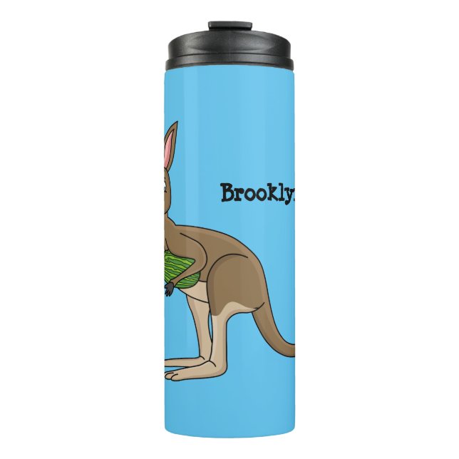 Cute happy Australian kangaroo illustration Thermal Tumbler (Front)