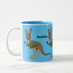 Cute happy Australian kangaroo illustration Two-Tone Coffee Mug