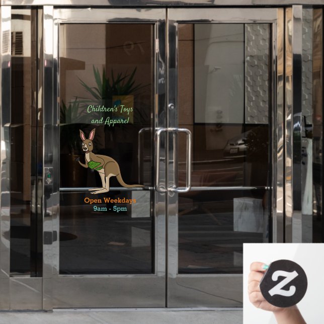 Cute happy Australian kangaroo illustration  Window Cling (Office Door)