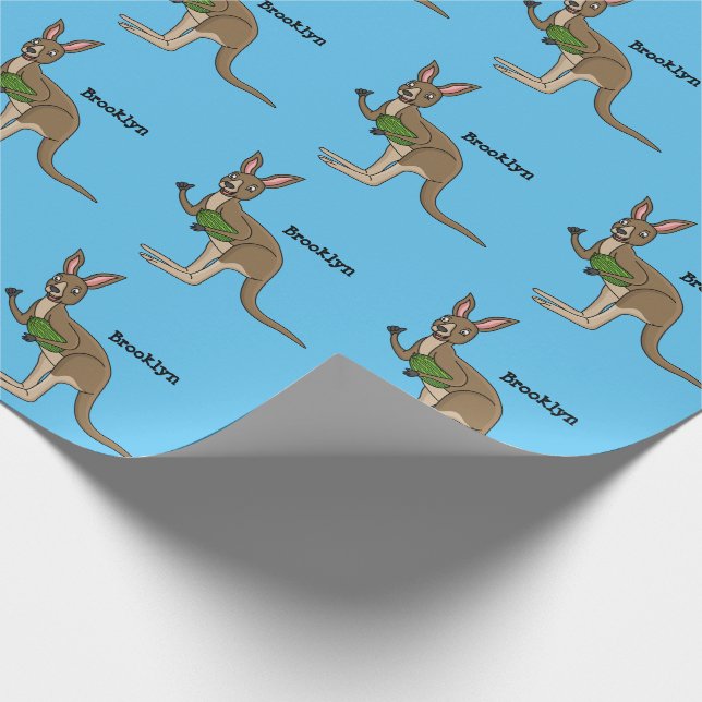 Cute happy Australian kangaroo illustration Wrapping Paper (Corner)