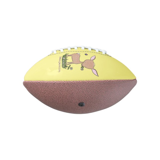 Cute happy baby deer cartoon illustration american football (Rotated 270)