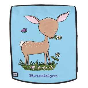 Cute happy baby deer cartoon illustration backpack