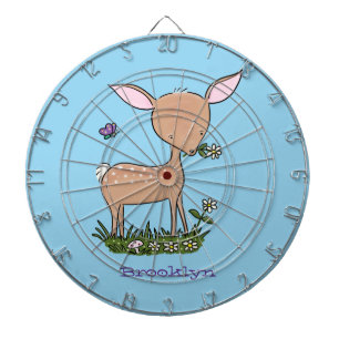 Cute happy baby deer cartoon illustration dartboard