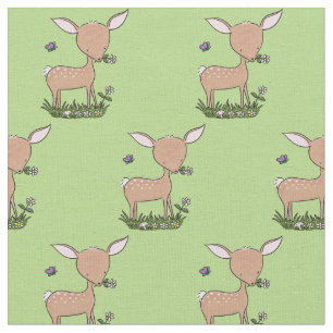 Cute happy baby deer cartoon illustration fabric