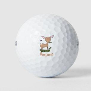 Cute happy baby deer cartoon illustration golf balls