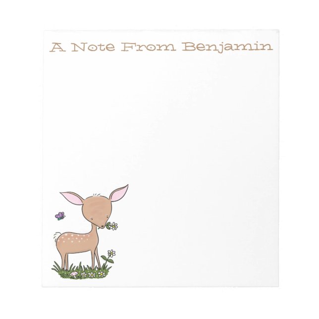 Cute happy baby deer cartoon illustration notepad (Front)