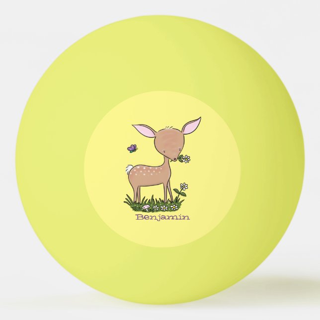 Cute happy baby deer cartoon illustration ping pong ball (Front)