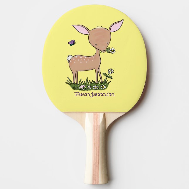 Cute happy baby deer cartoon illustration ping pong paddle (Front)