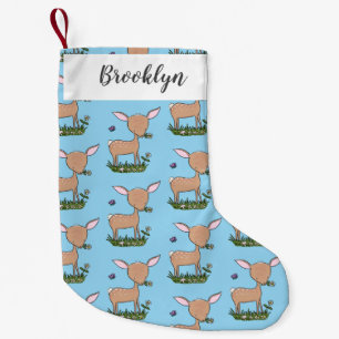 Cute happy baby deer cartoon illustration small christmas stocking