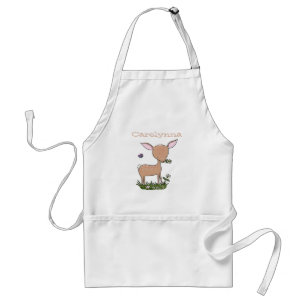 Cute happy baby deer cartoon illustration standard apron