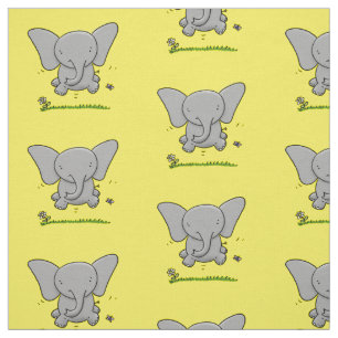 Cute happy baby elephant cartoon illustration fabric