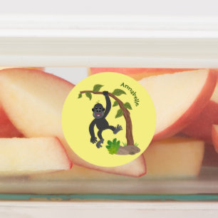 Cute happy baby gorilla cartoon illustration