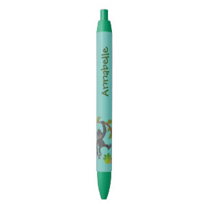 Cute happy baby gorilla cartoon illustration black ink pen