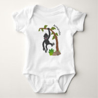 Cute happy baby gorilla cartoon illustration