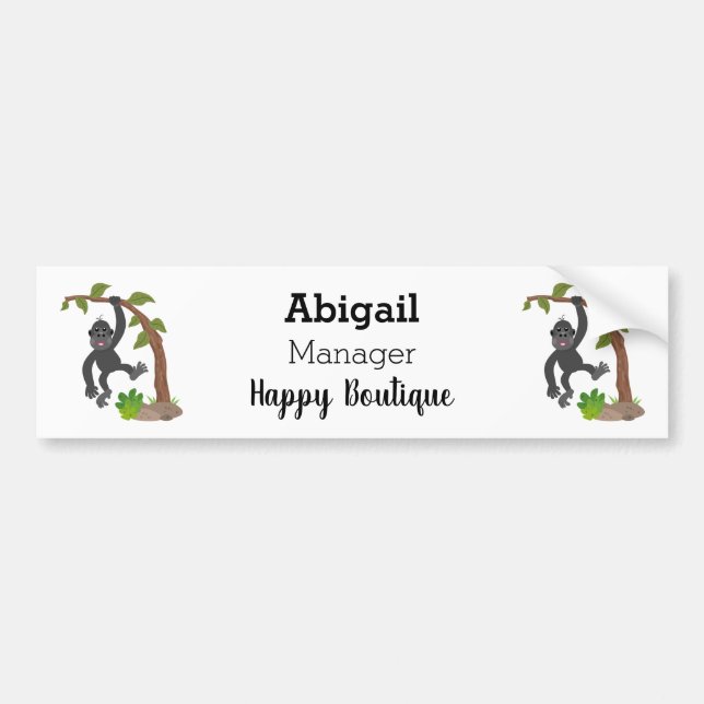 Cute happy baby gorilla cartoon illustration  bumper sticker (Front)