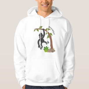 Cute happy baby gorilla cartoon illustration hoodie