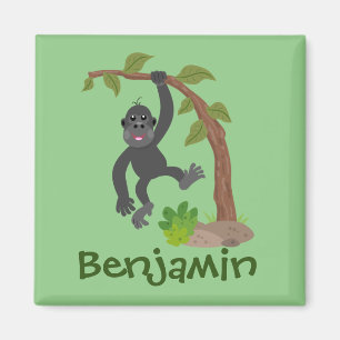 Cute happy baby gorilla cartoon illustration magnet
