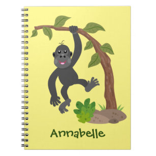 Cute happy baby gorilla cartoon illustration notebook
