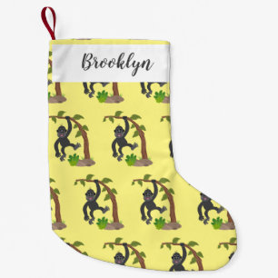 Cute happy baby gorilla cartoon illustration small christmas stocking