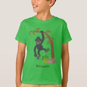 Cute happy baby gorilla cartoon illustration T-Shirt