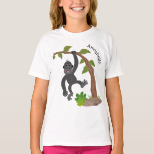 Cute happy baby gorilla cartoon illustration T-Shirt