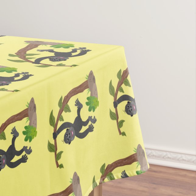 Cute happy baby gorilla cartoon illustration tablecloth (In Situ)