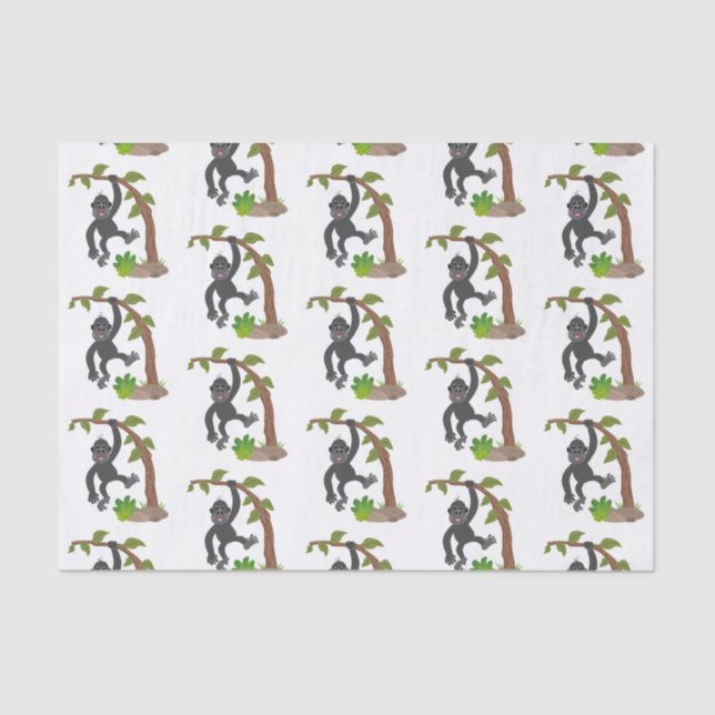 Cute happy baby gorilla cartoon illustration tissue paper (Front)