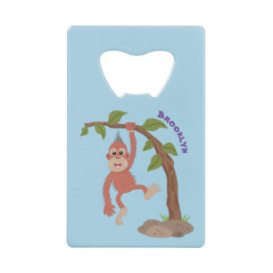Cute happy baby orangutan cartoon illustration