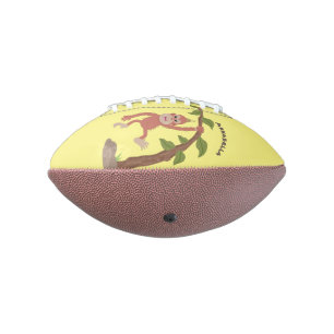 Cute happy baby orangutan cartoon illustration american football