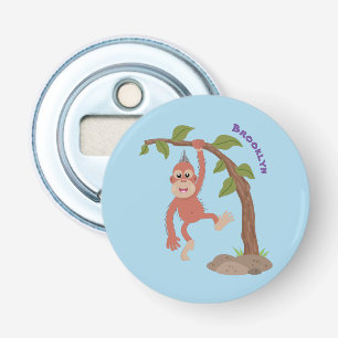 Cute happy baby orangutan cartoon illustration bottle opener
