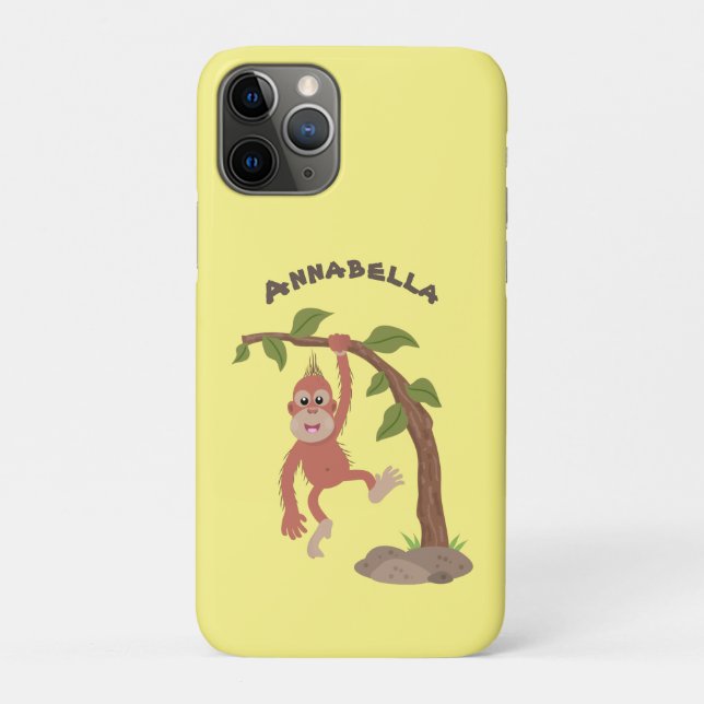 Cute happy baby orangutan cartoon illustration  Case-Mate iPhone case (Back)