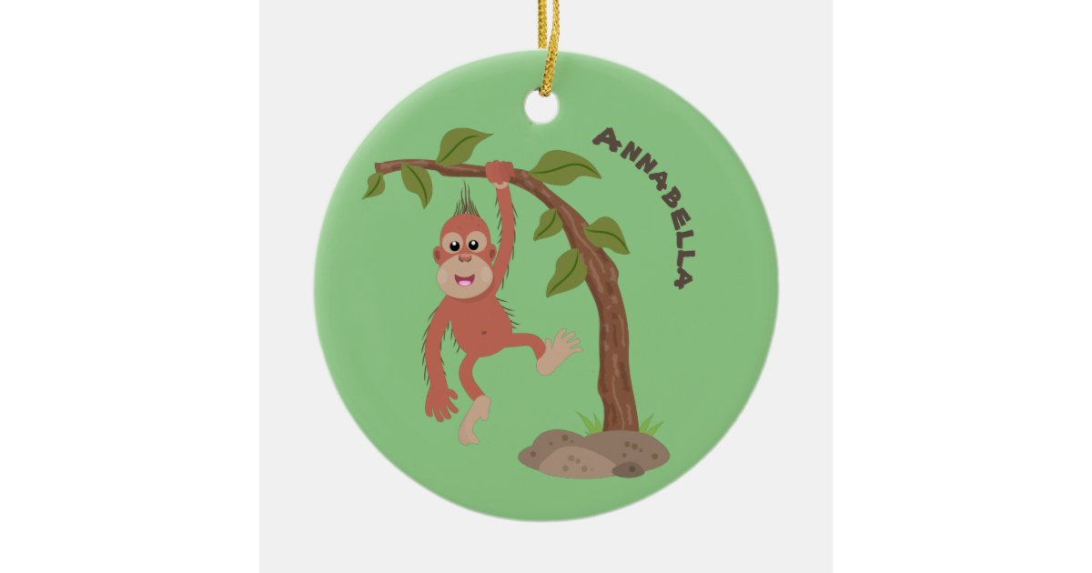 Cute happy baby orangutan cartoon illustration christmas ...
