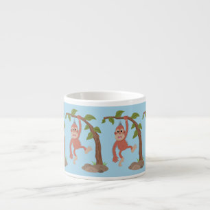 Cute happy baby orangutan cartoon illustration espresso cup