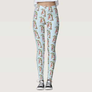 Cute happy baby orangutan cartoon illustration leggings