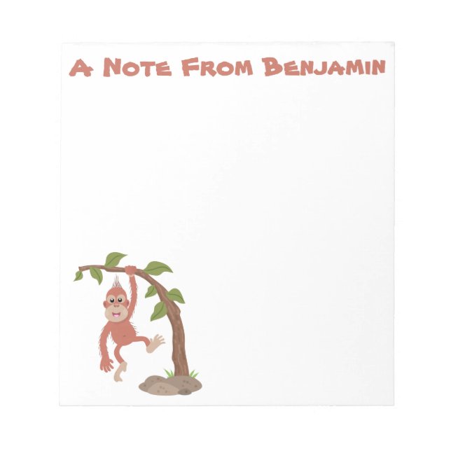 Cute happy baby orangutan cartoon illustration notepad (Front)