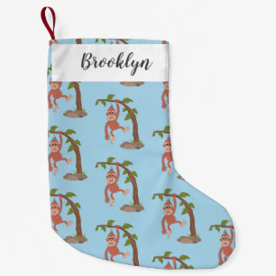Cute happy baby orangutan cartoon illustration small christmas stocking