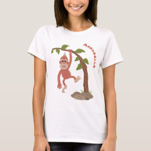 Cute happy baby orangutan cartoon illustration T-Shirt