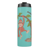 Cute happy baby orangutan cartoon illustration