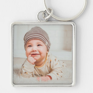Cute happy baby photo key ring