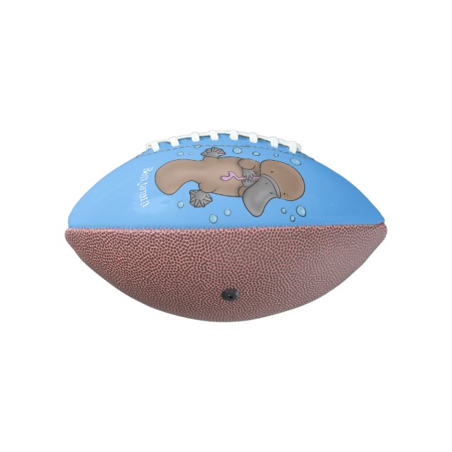 Cute happy baby platypus cartoon illustration american football (Rotated 270)