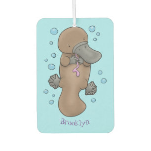 Cute happy baby platypus cartoon illustration car air freshener