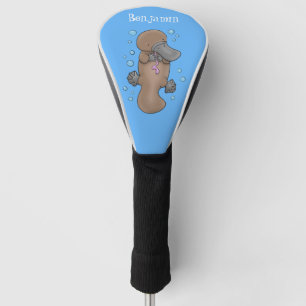 Cute happy baby platypus cartoon illustration golf head cover