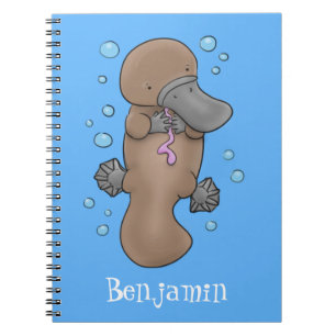 Cute happy baby platypus cartoon illustration notebook