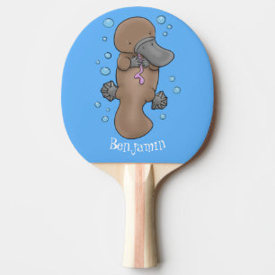 Cute happy baby platypus cartoon illustration ping pong paddle