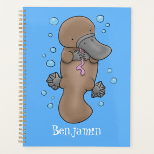 Cute happy baby platypus cartoon illustration planner