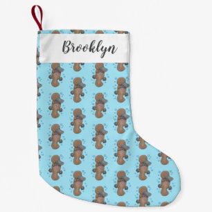 Cute happy baby platypus cartoon illustration small christmas stocking