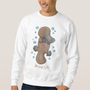 Cute happy baby platypus cartoon illustration sweatshirt