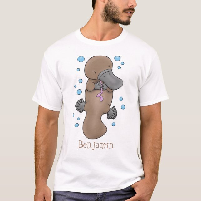 Cute happy baby platypus cartoon illustration T-Shirt (Front)